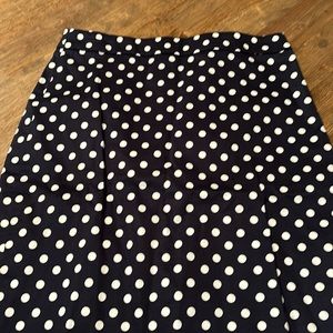 J Crew navy polka dot pencil skirt